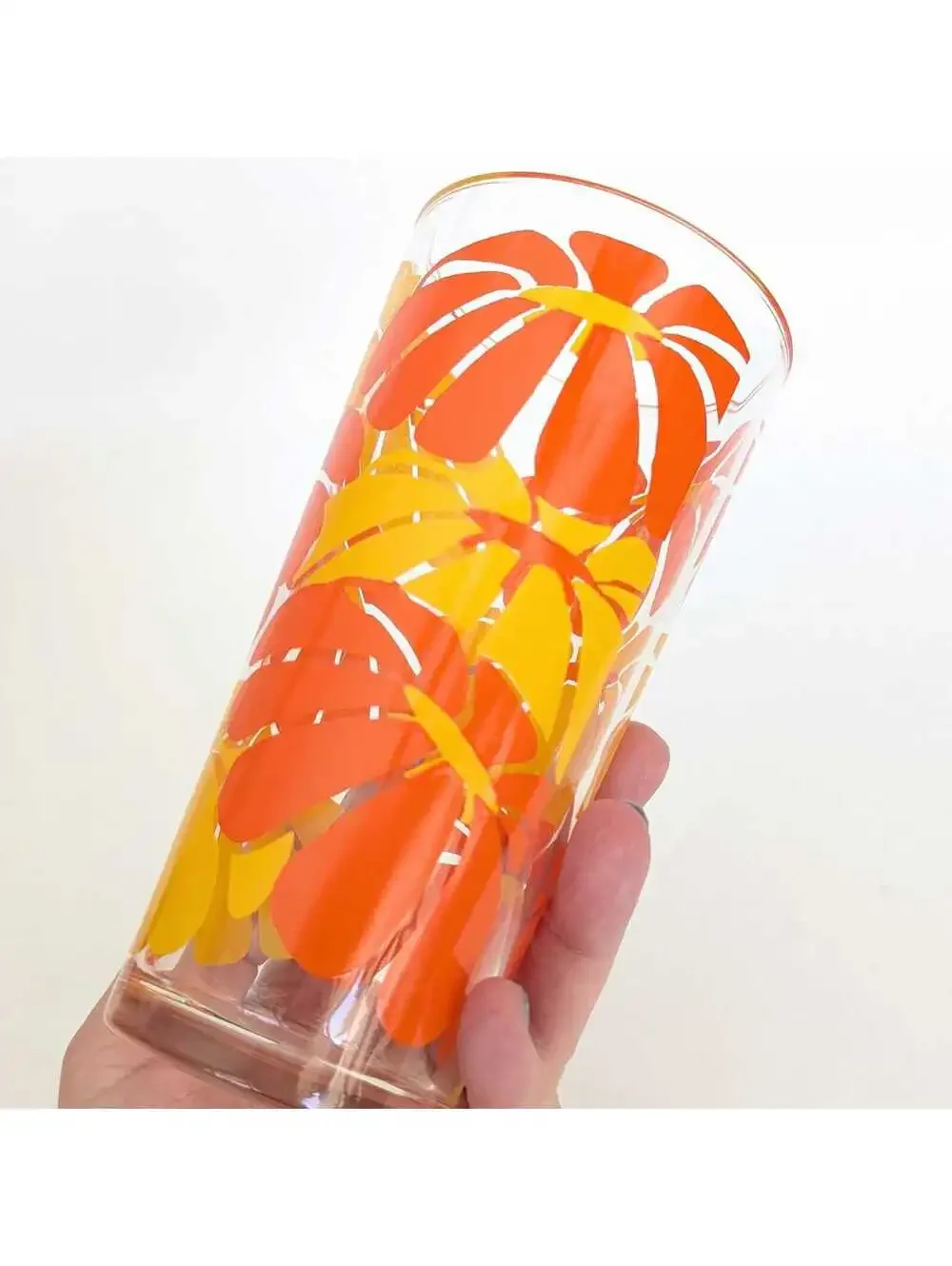 Groovy Vintage Glassware Set with Orange & Yellow Daisies